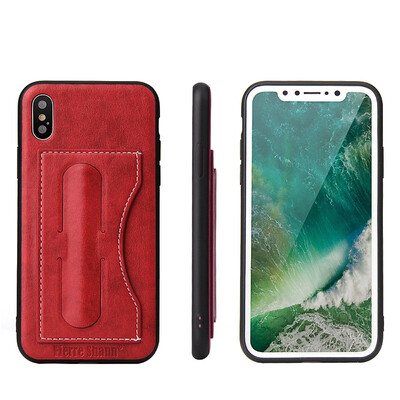 

New iphoneXS Mobile Phone Case Support Back Cover Samsung Note9 Leather Case Red