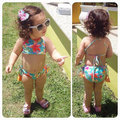 

Holiday Clothes Toddler Kids Baby Girls Flower Swimsuit Swimwear 2pcs Bikini Set