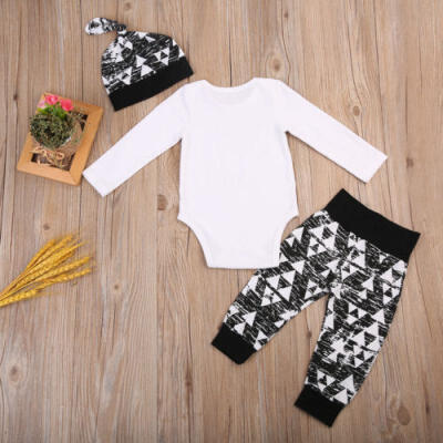 

Newborn Baby Girls 3PcsSet Clothes Romper Tops Leggings Pants Hat Outfits 0-18M