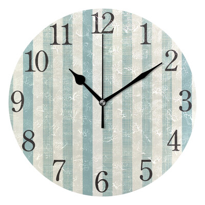 

Wall Clock Blue Stripes Round Wall Clock Arabic Numerals Design