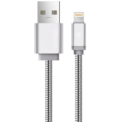 

BIAZE K9 Apple 7/6 / 5s data cable 1 meter metal skin phone charger power cord Haoyue silver support iPhone5 / 6s / 7 Plus / iPad Air Mini