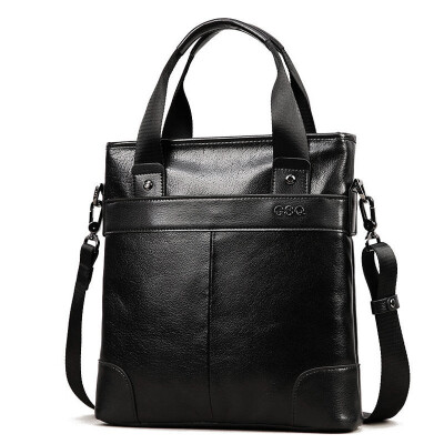 

Gu Siqi GSQ male package cowhide shoulder bag men business casual fashion bag 168-3 black