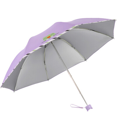 

Paradise umbrella UPF50 heart Meng campus silver moonlight cloth three fold ultra-light sun umbrella sunny umbrella 33283E purple