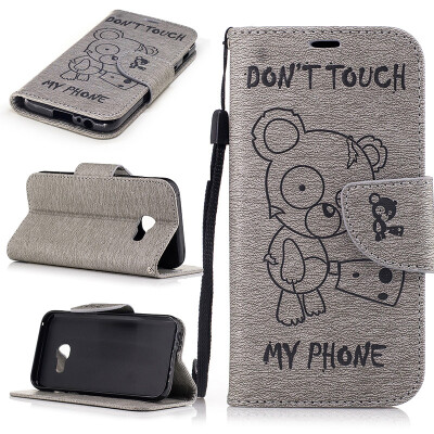 

Gray Bear Style Embossing Classic Flip Cover with Stand Function and Credit Card Slot for SAMSUNG Galaxy A3 2017/A320