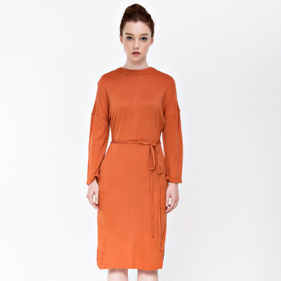 

UR Charm Women 's Women' s Simple Round Shirt Blanket Knit Dress WG42R7BN0001 Orange Red S