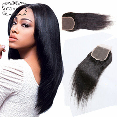 

Brazillian Silky Straight Hair Closure Brazilian Lace Closure Straight Lace Closure CCollege Hair Products 100% huamn hair