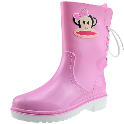 

Jingdong supermarket] PaulFrank mouth monkey rain boots fashion boots women in the tube after the series with water shoes PF1002 pink 39 yards