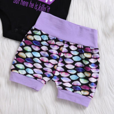 

3Pcs Newborn Baby Girls Cotton Tops Romper Shorts Pants Outfit Clothes Summer UK