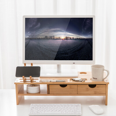 

Double side multi-function engraving display increased office desktop storage rack keyboard storage rack LCD display stand base