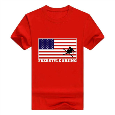 

American Pride Freestyle Skiing United States Flag Short Sleeve T-Shirt