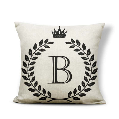 

Alphabet Letter A-Z Cushion Covers Family Initial King Queen Crown Pillow Case School Home Gifts Toss Pillow Large Cotton Linen