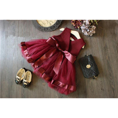 

New Christmas Kids Baby Girl Party Dress Tulle Gown Formal Bridesmaid Dress USA