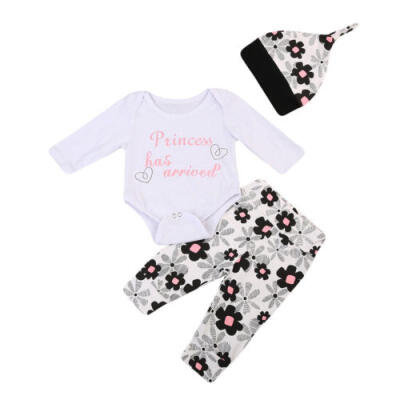 

AU Stock Newborn Baby Girls Long Sleeve Tops Romper Leggings Hat Outfits Clothes