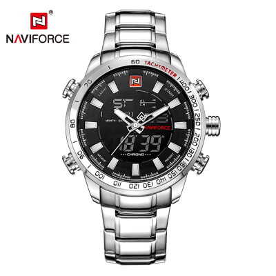 

NAVIFORCE Luxury Dual Display Digital Quartz Men Watch Stainless Steel Luminous Sports Watch Chronograph Water-Proof Man Clock G