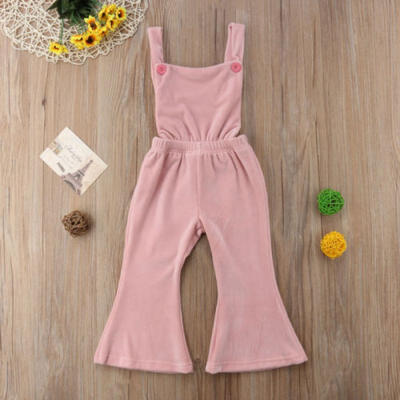 

USA Toddler Autumn Baby Girl Solid Long Jumpsuit Romper Bodysuit Clothes Outfit