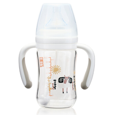

gb good boy breast milk real sense wide caliber grip straw glass bottle 180ml plate sheep series