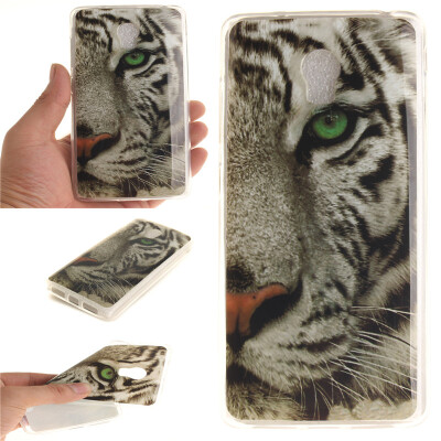 

White Tiger Pattern Soft Thin TPU Rubber Silicone Gel Case Cover for Lenovo VIBE P1