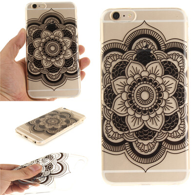 

Black sun flower Pattern Soft Thin TPU Rubber Silicone Gel Case Cover for IPHONE 6 Plus