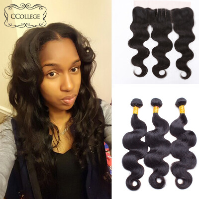 

Ear to Ear lace Frontal with Bundles Peruvian Virgin Hair Body Wave With Frontal Human Hair Lace Frontals CCollege Hair Products