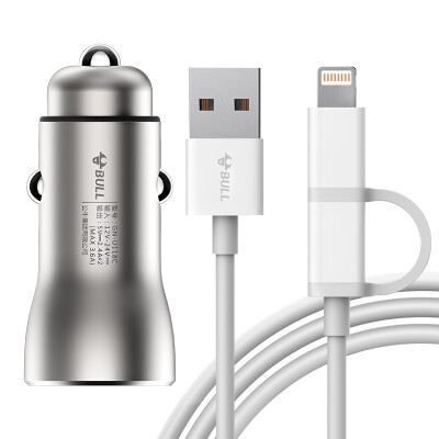 

Bull (BULL) Car Charger Car Charger U118C Silver 3.6A Dual USB One Touch Two Metal Material Additional Andrews Data Cable