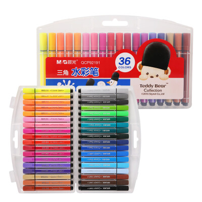 

Dawn M & G QCP92191 Teddy Triangle Washable Watercolor Pen Paintbrush 36 Color Box