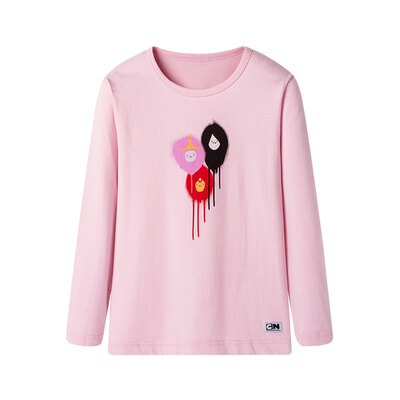 

Three guns dits neutral soft light powder skin elastic cotton children's round neck long sleeve shirt 2C019A0 tender pink 150