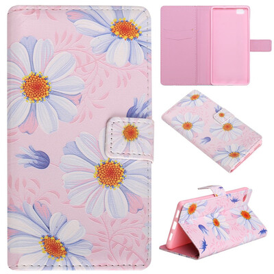 

Pink Flower Design PU Leather Flip Cover Wallet Card Holder Case for HUAWEI P8 Lite