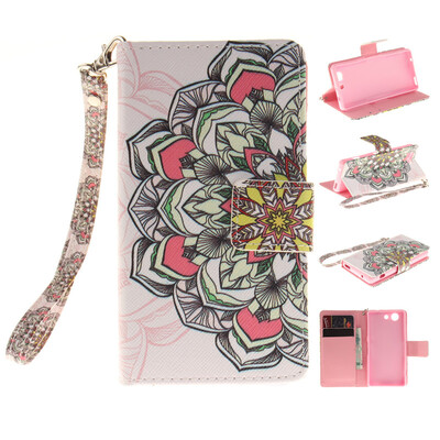 

Multilateral flowers Design PU Leather Flip Cover Wallet Card Holder Case for SONY Xperia Z3 CompactZ3 mini