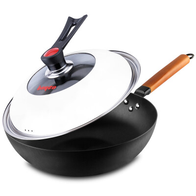 

【Jingdong Supermarket】 Baige BAYCO 32CM fine iron wok thick no coated wok with red dot can be covered cover BG1151