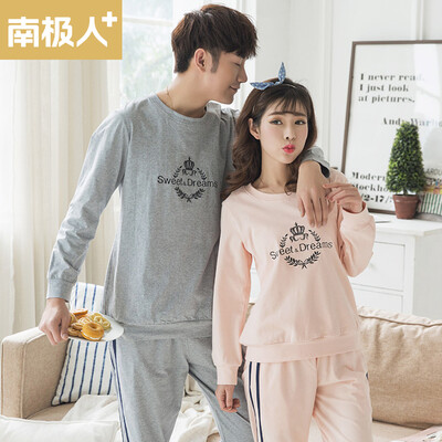 

【Jingdong Supermarket】 Antarctica + Pajamas Spring Leisure Leaves Crown Cotton Long Sleeve Couples Home Service T-QL5035 Women's Pink M Code