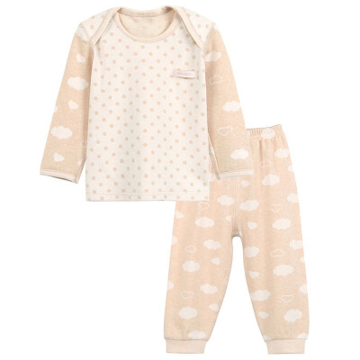 

Xin Song baby jacquard color cotton envelope collar suit newborn spring and autumn color cotton underwear shirt pants suit shallow card its cloud wave point C295D80