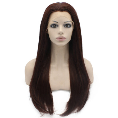 

Long Straight Reddish Auburn Natural Hand Tied Lace Front Wig