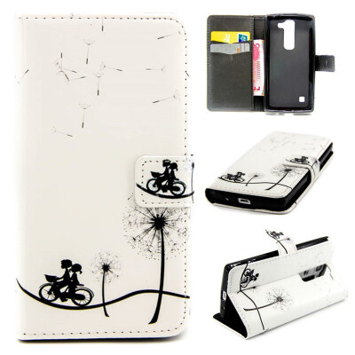 

Bike and dandelion Design PU Leather Flip Cover Wallet Card Holder Case for LG Leon