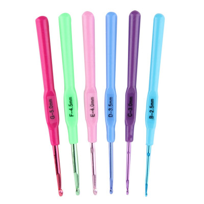 

6pcs Ergonomic Multicolour Plastic Handles Crochet Hooks Needles 2.5-5mm