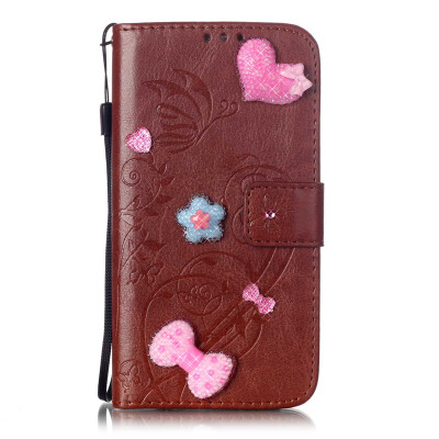 

Brown Flower Design PU Leather Flip Cover Wallet Card Holder Case for MOTO G3