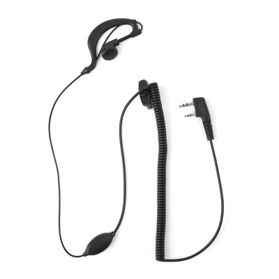 

2 Pin Mic Headset Earpiece Earphone Curly Cable for Kenwood Radio Black