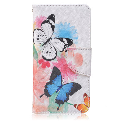 

Two Butterflies Design PU Leather Flip Cover Wallet Card Holder Case for BQ Aquaris M5