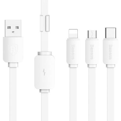 

Baseus Type-C Micro USB Lightning interface three-in-one mobile phone data cable charging line one drag three multi-function data charging line pure white