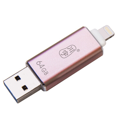 

Chuan Yu AU616 Apple, мобильный телефон U диск 32G официальный MFi сертифицированный iPhone / iPad расширение памяти мобильный телефон двойное использование U диск розовое золото