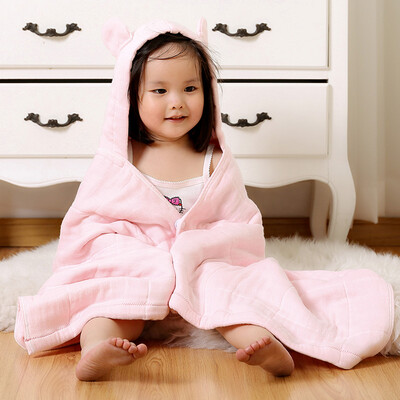 

Covator baby baby towel plain six-layer gauze cotton baby children cute bath towel type A baby with 13688BT02 pink 65 130cm