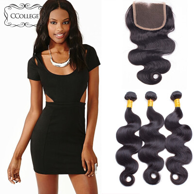 

8A Brazilian Virgin Hair With Closure 3pc CCollege Hair Products With Closure Brazilian Body Wave Virgin Hair With Closure