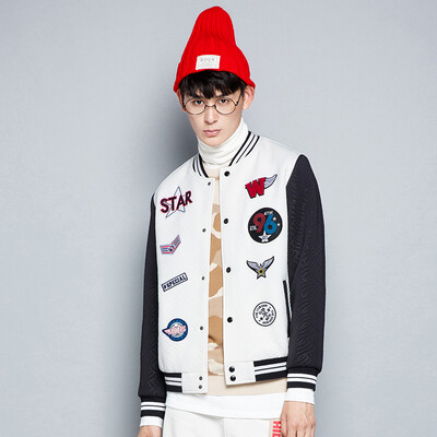 

Semir Jacket Men Men Fashion Patchwork Embroidered Collar Baseball Jacket Korean 19316081220 White Black Tone