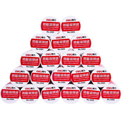 

Deli) 3203 thermal cash register paper 80mm * 80mm * 59m 2 rolls / tube (20 rolls / box) white