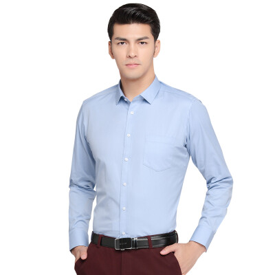 

Red Bean Hodo Men Business Dress Up Простой Чистый Slim Мужская длинная рукав B05 Blue 43