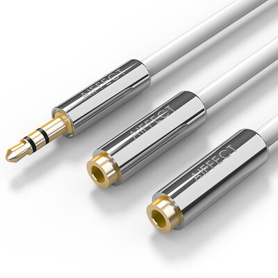

AIFFECT AE21-SR02 35mm audio cable one-half revolution mother stereo audio conversion line couple headphone splitter extension line alloy section silver