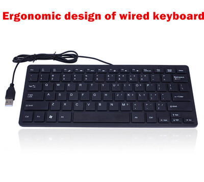 

USB Wired Mini Keyboard Black Keyboard Keys for Laptop Desktop Gaming Basic Types