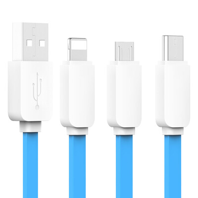 

(Baseus) Тип-C / Micro USB / Lightning интерфейс 3-в-одном мобильный телефон кабель для передачи данных / зарядная линия перетащить три многофункциональные линии зарядки данных голубой