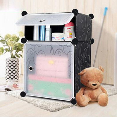 

Jingdong supermarket] green reed simple combination of storage cabinet bedside cabinet plastic lockers 3 door 3 lattice black printing section