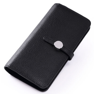 

Kou a Cnoles first layer of cowboy ladies wallet fashion trend handbag multi-card bit zipper wallet K053 black