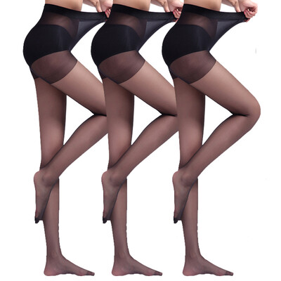 

Jingdong supermarket] Langsha stockings 3 pairs of core silk stretch pantyhose thin section transparent transparent stockings summer brown color